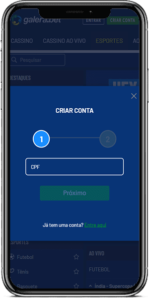 Ativa&ccedil;&atilde;o do c&oacute;digo promocional Galera.bet pelo app
