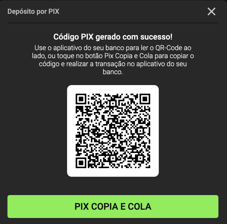 QR Code do Pix na Luva Bet Brasil