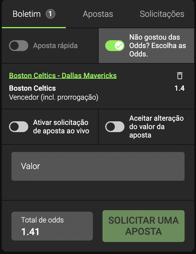 recurso de solicitar novas apostas na Luva Bet