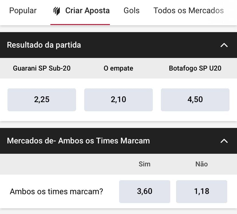 fun&ccedil;&atilde;o de criar aposta