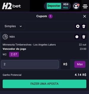tela para colocar apostas em op&ccedil;&otilde;es da NBA