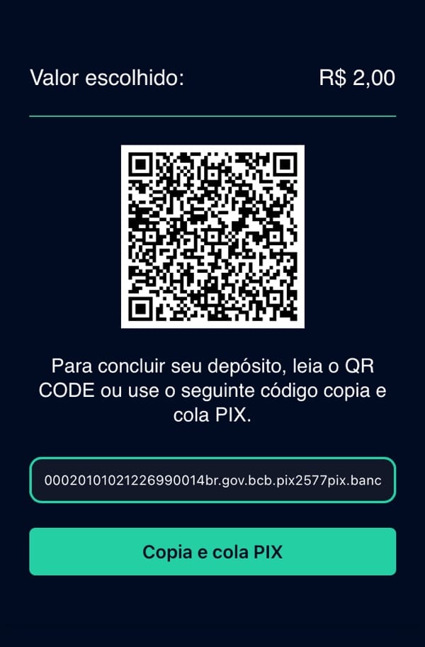 Fa&ccedil;a dep&oacute;sitos e saques via Pix