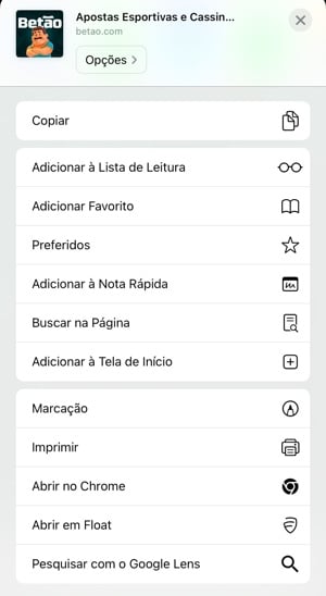 tela para configurar atalho do betão app no iPhone