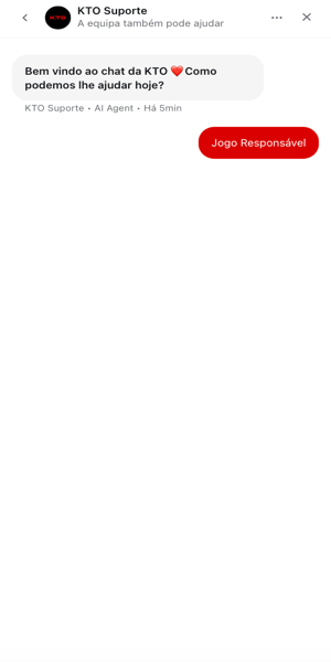 Imagem com tentativa de suporte no chat ao vivo da KTO