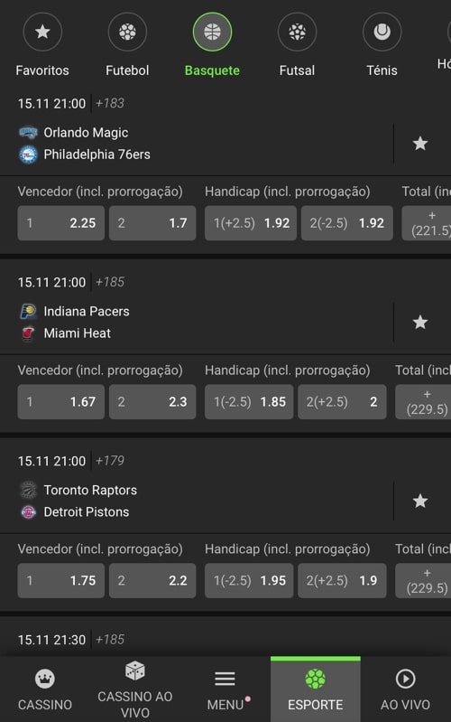 oferta de odds para NBA no aplicativo da Luvabet