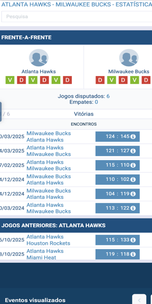 Imagem com estat&iacute;sticas dos jogos na 1xBet
