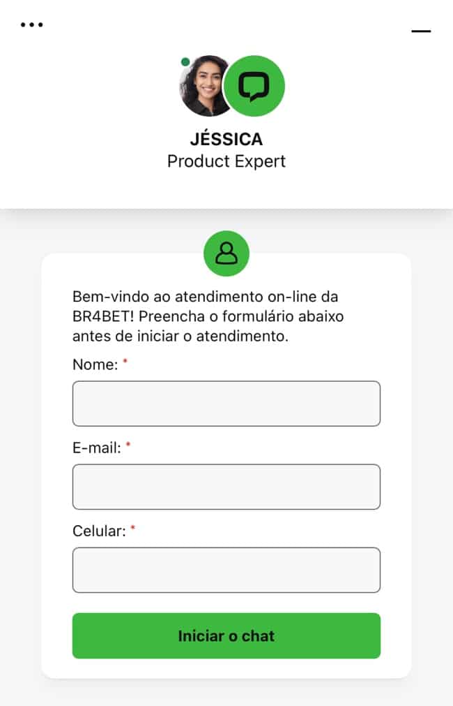 O atendimento ao cliente na BR4BET funciona por meio de uma triagem com o chatbot 