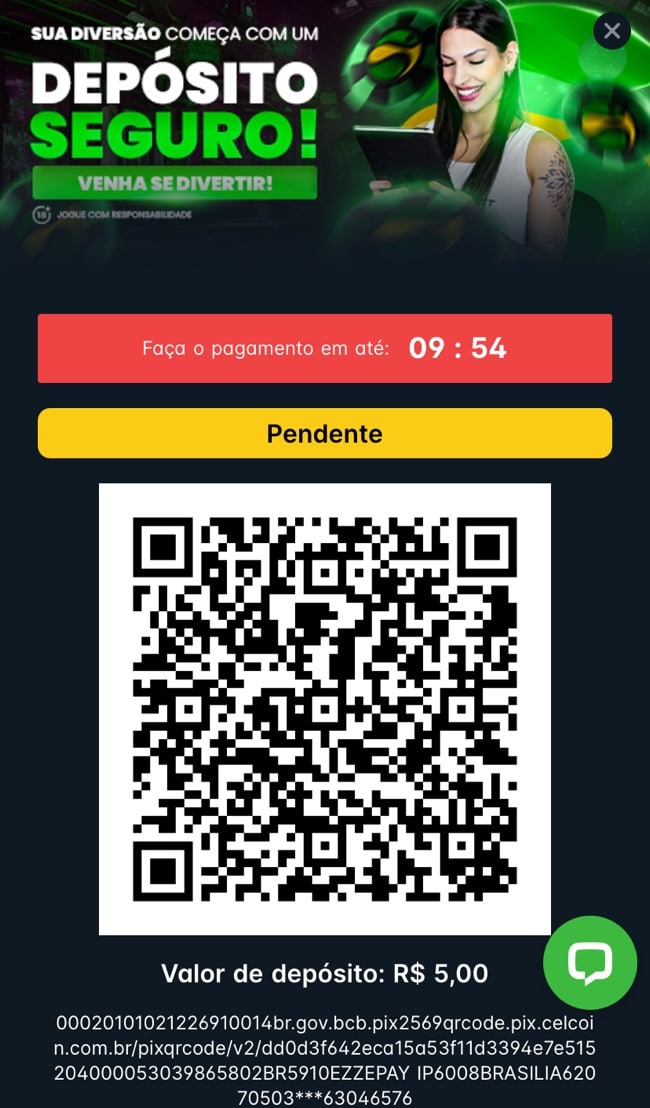 tela para realizar dep&oacute;sito via Pix na BR4BET