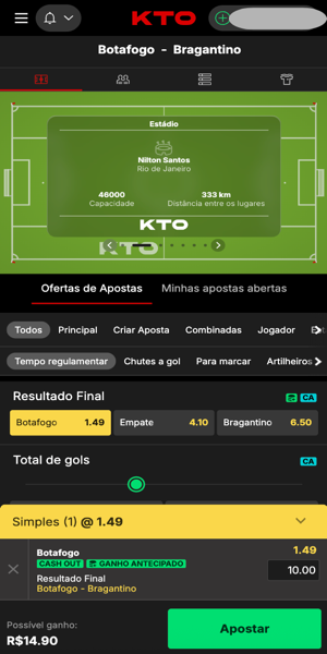 Imagem de como fazer uma aposta na KTO 