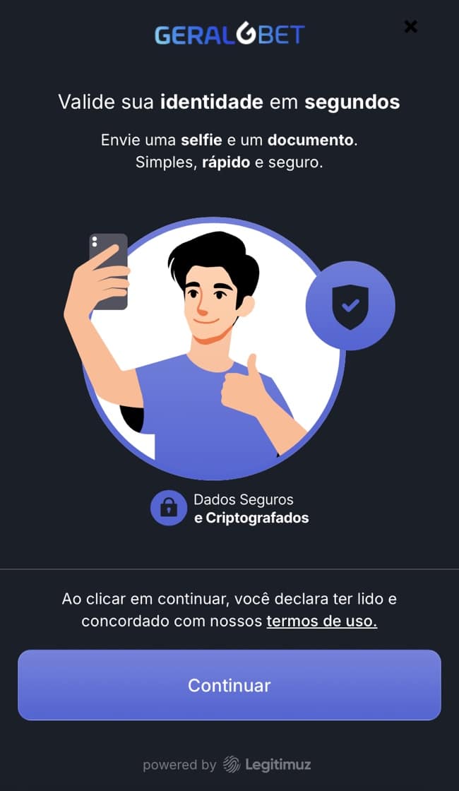 imagem para dar início a verificação de documentos na Geralbet.