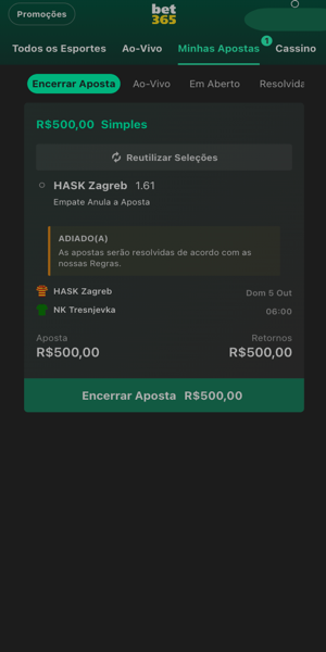 Imagem com a op&ccedil;&atilde;o de cash out em um jogo que ainda n&atilde;o se iniciou