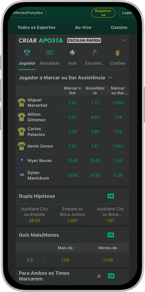 Tela com a opção "Escolha Rápida" na Bet365 para criar sua aposta personalizada.