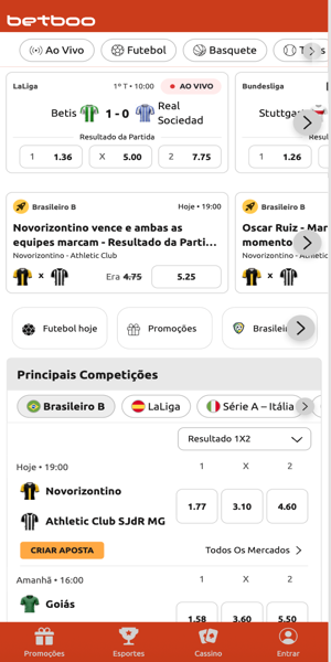 Imagem da página inicial da Betboo, um dos melhores sites de apostas para iniciantes