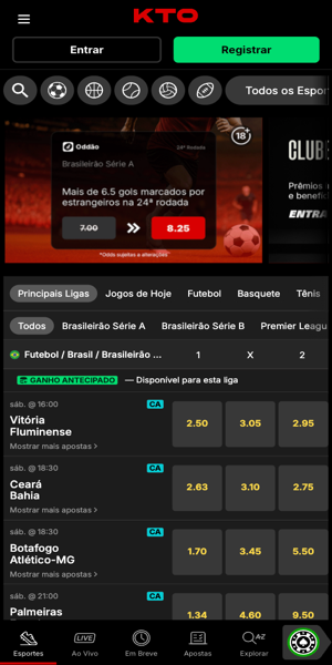 Imagem com opções de apostas esportivas para iniciantes na KTO