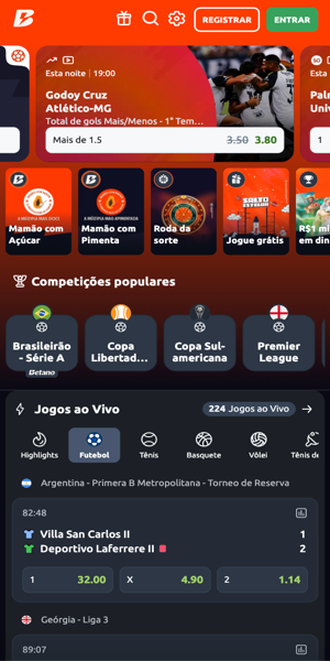 P&aacute;gina com apostas esportivas na Betano