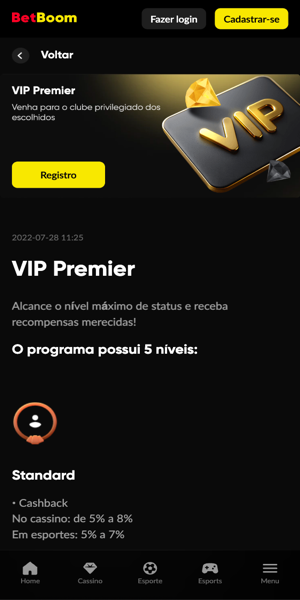 Imagem sobre o programa de fidelidade da Betboom