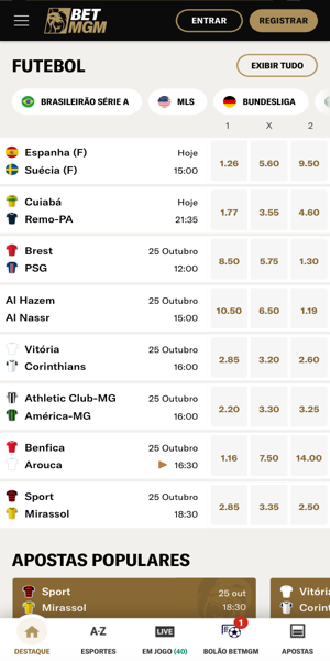 Imagem com apostas para futebol na BetMGM