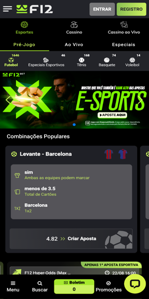 tela principal da F12.Bet app