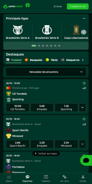 Imagem da página inicial da Lotogreen