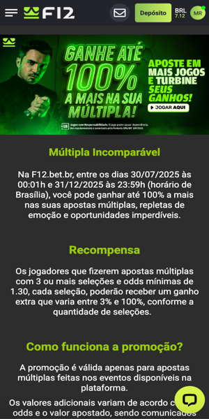 promoção múltipla turbinada F12.Bet