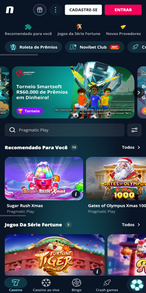 Imagem da se&ccedil;&atilde;o de cassino online da Novibet.