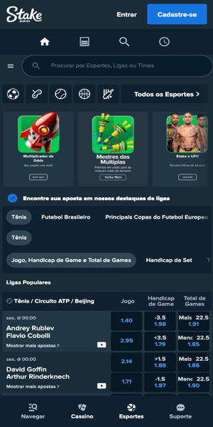 Imagem da página de apostas esportivas da Stake Brasil.