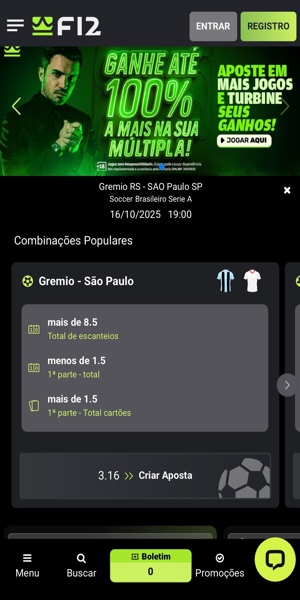 Imagem com exemplo de uma sugest&atilde;o de aposta para um jogo de futebol pelo Brasileir&atilde;o S&eacute;rie A na F12