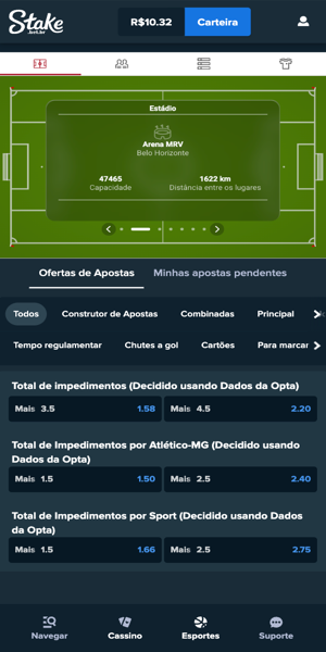 Imagem com exemplo de mercado na op&ccedil;&atilde;o estat&iacute;sticas avan&ccedil;adas para futebol na Stake