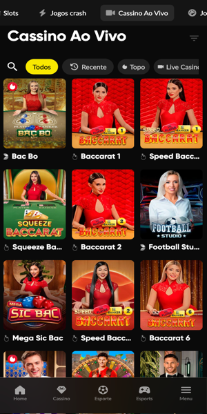 Imagem da se&ccedil;&atilde;o de cassino ao vivo com as principais op&ccedil;&otilde;es de jogos na Betboom