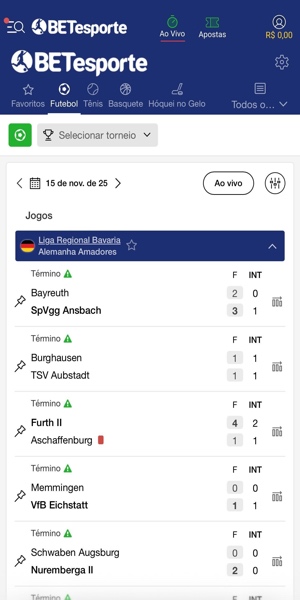 Imagem do recurso de resultados na Betesporte. &Eacute; poss&iacute;vel consultar o placar e algumas estat&iacute;sticas de jogos j&aacute; finalizados em diferentes per&iacute;odos
