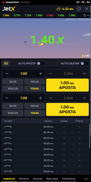 Imagem de uma partida de JetX, crash game dispon&iacute;vel na Brazino777