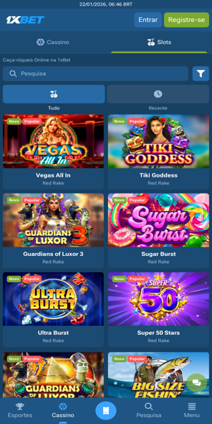 Imagem das op&ccedil;&otilde;es de cassino online na 1xBet