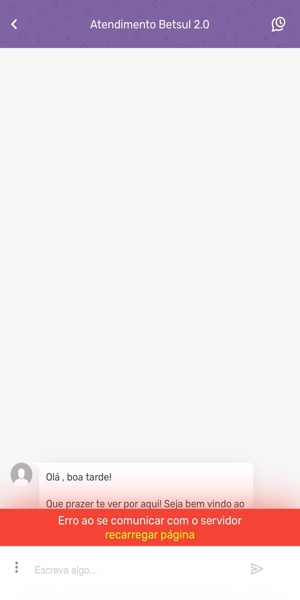 Imagem do chat ao vivo com cliente na Betsul