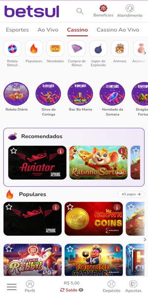 Imagem da se&ccedil;&atilde;o cassino online sem necessidade de c&oacute;digo promocional Betsul