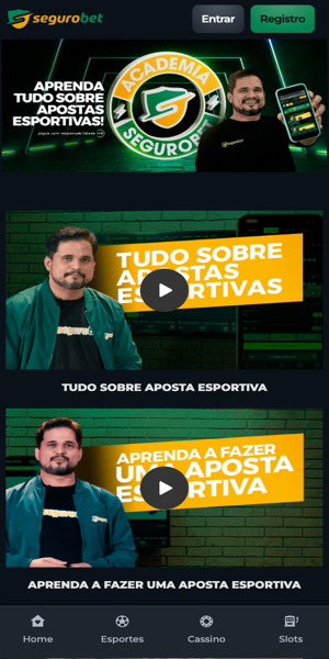 P&aacute;gina com tutoriais em v&iacute;deo sobre apostas no app da Segurobet