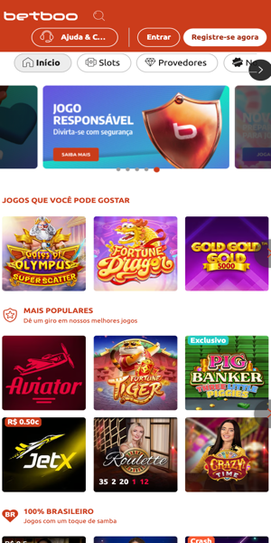 Imagem da página inicial do cassino online da Betboo.
