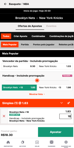 Imagem de um bilhete de apostas em uma partida de basquete v&aacute;lida pela NBA na Betwarrior.