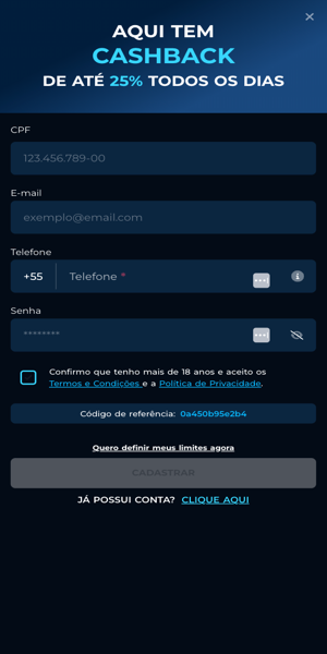 Imagem do processo de cadastro que comprova que o Cassinopix &eacute; confi&aacute;vel