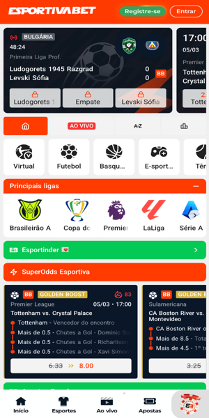 Imagem da se&ccedil;&atilde;o de apostas da Esportivabet