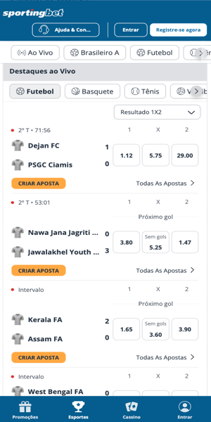 Página principal da Sportingbet