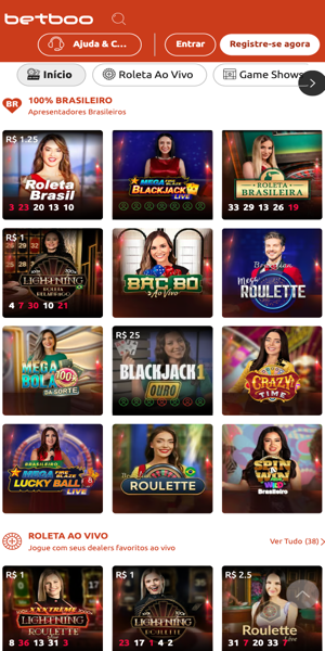Imagem da p&aacute;gina de cassino ao vivo da Betboo