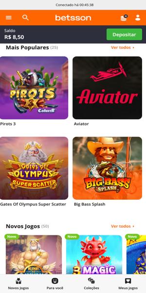 Imagem da página principal do cassino online da Betsson