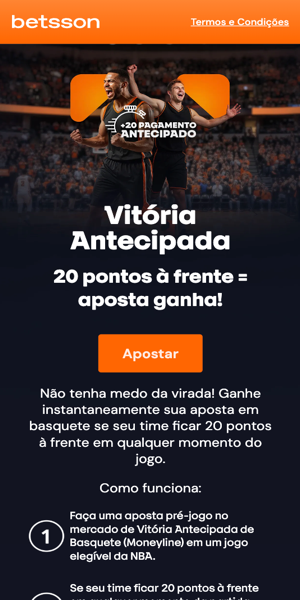 Imagem da página da promoção "Pagamento antecipado 20 pontos" para NBA