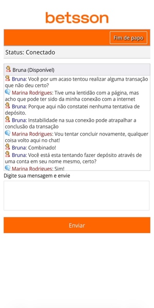 Imagem de um atendimento ao cliente realizado na Betsson durante a semana
