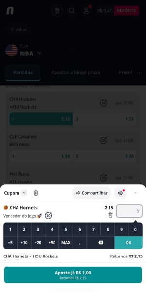 Imagem do bilhete de aposta com pagamento antecipado na Novibet