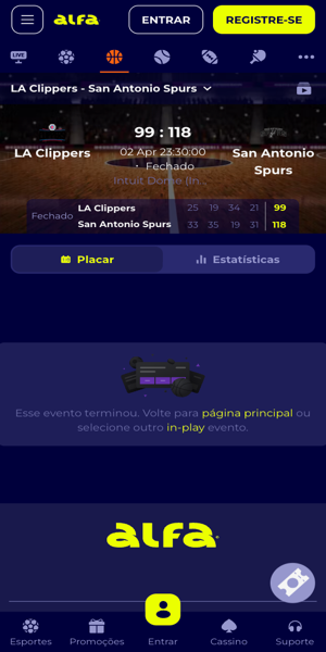 Imagem com placar do jogo finalizado na NBA