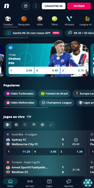 Imagem da seção de apostas com opções variadas de promoções, incluindo aposta sem risco