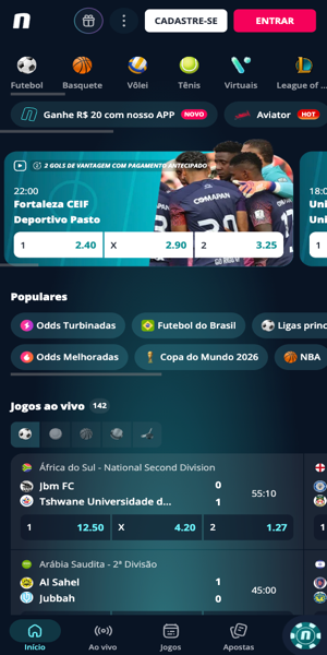 P&aacute;gina principal da se&ccedil;&atilde;o de apostas na Novibet